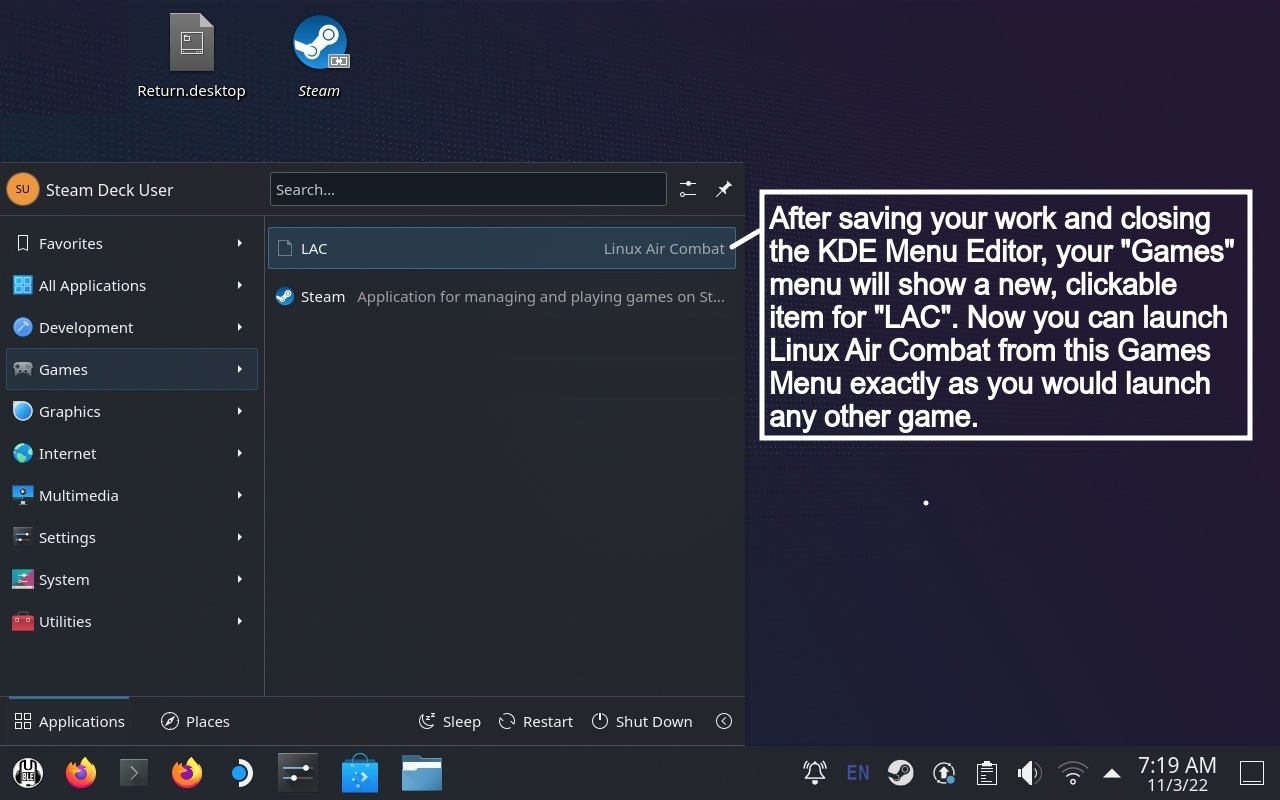 LAC now shows up as game in Menu Launcher